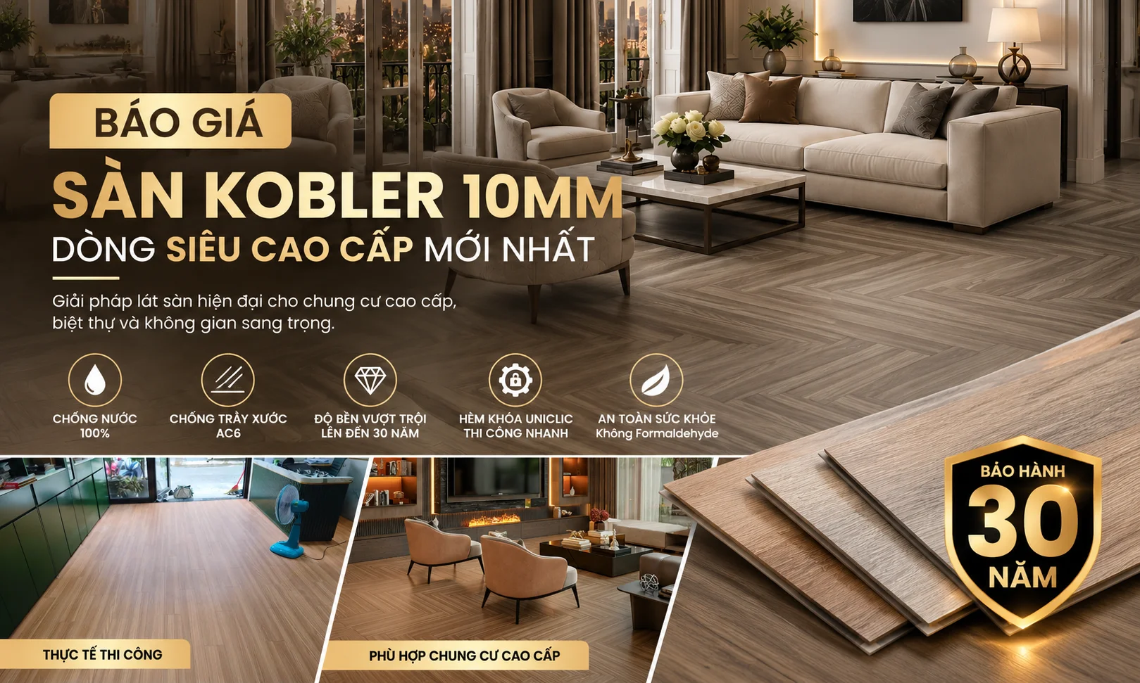 Sàn Kobler 10mm giá bao nhiêu? Báo giá thi công mới nhất 2026 Sàn Kobler 10mm giá bao nhiêu? Báo giá thi công mới nhất 2026